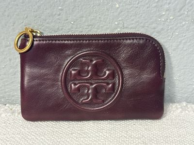 Tory Burch Perry Bombe Burgundy, Leather Card Wallet