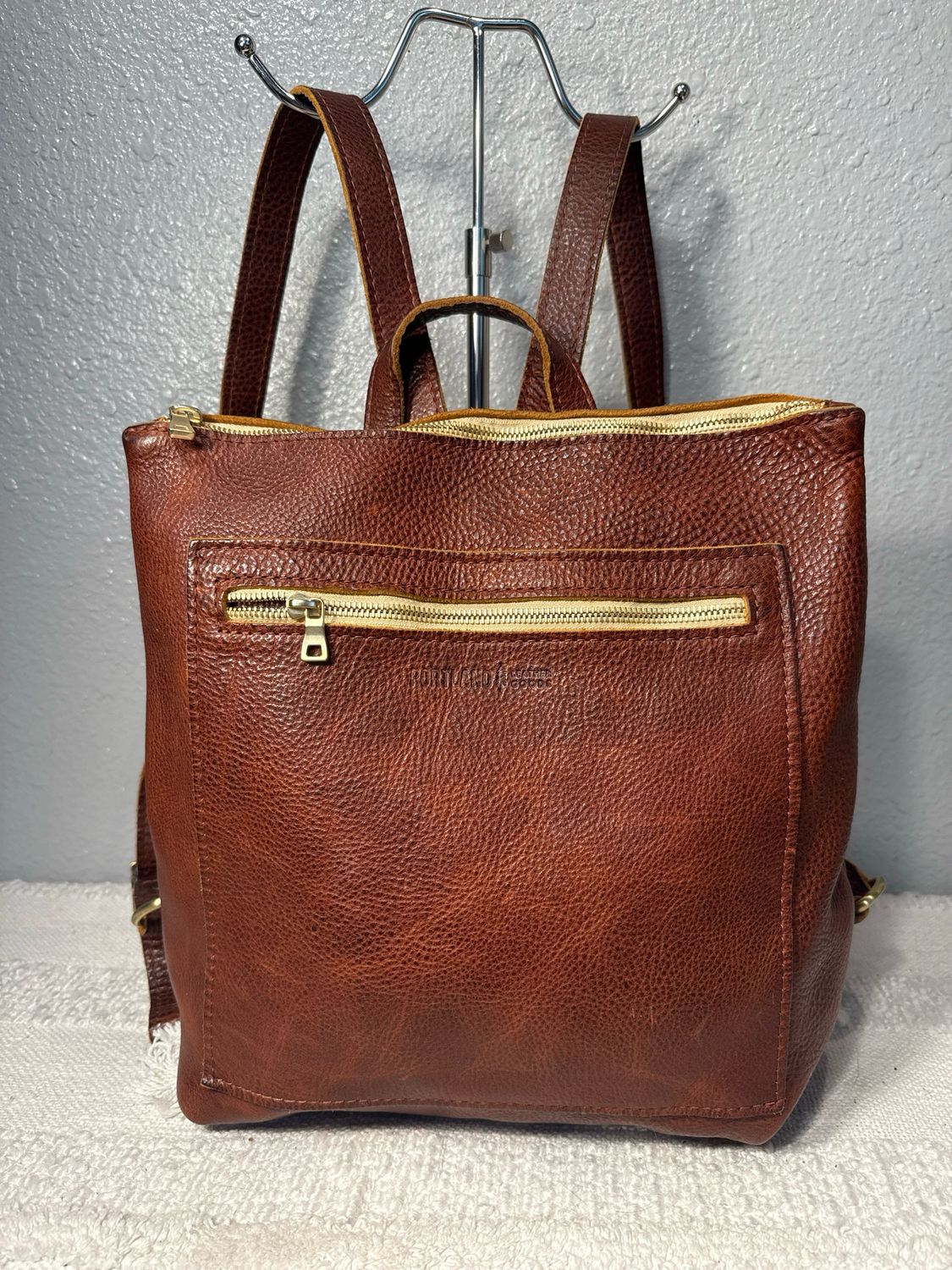 Portland, Leather Brown Leather Backpack Purse, New Without Tags