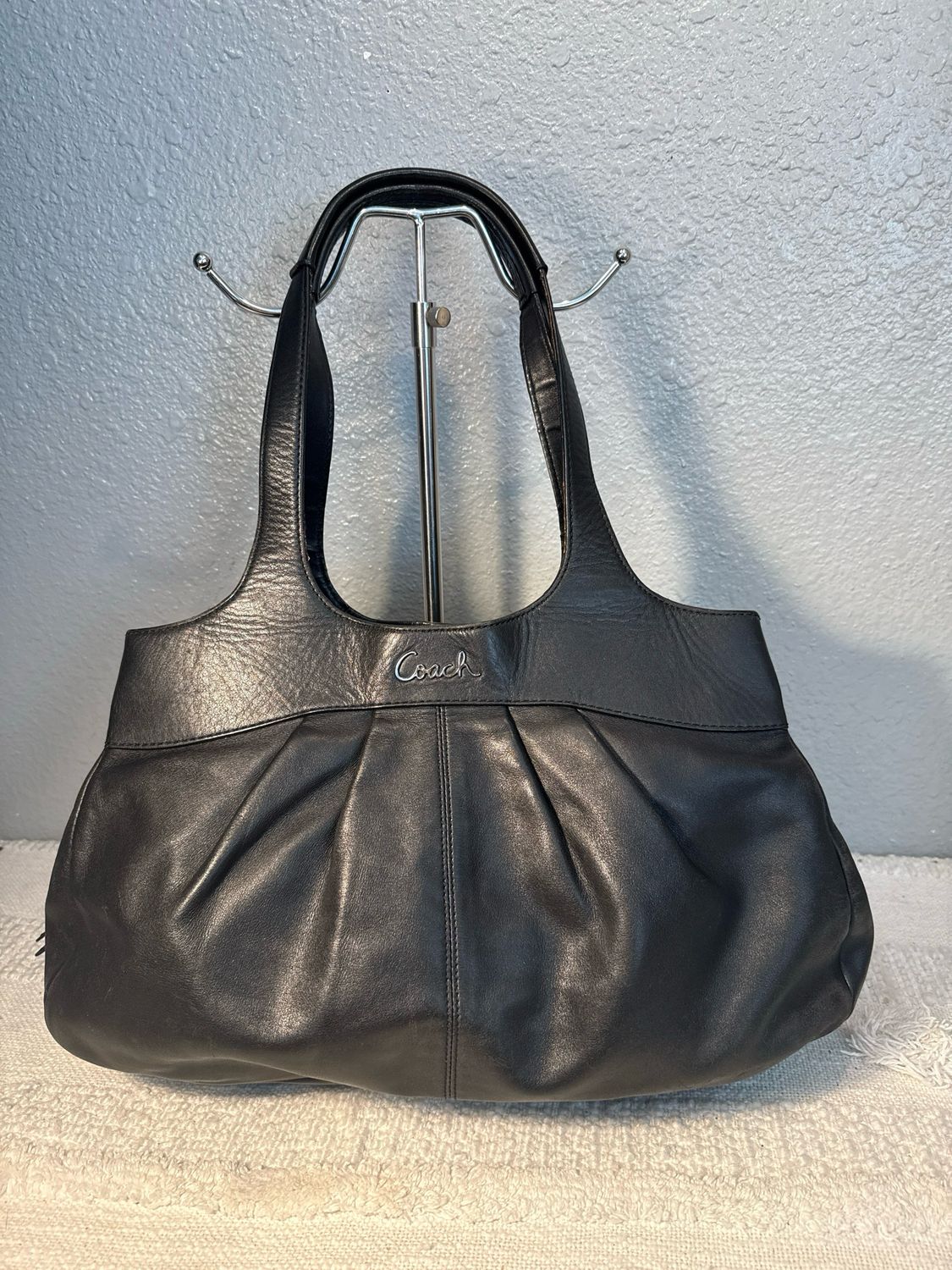 Coach Vintage Black Triple Pocket Shoulder Bag