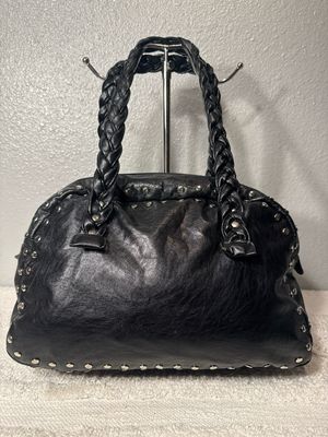 Anthropology, Black Vegan Leather, Silver Studded Shoulder Bag As Seen On Avril Lavigne!