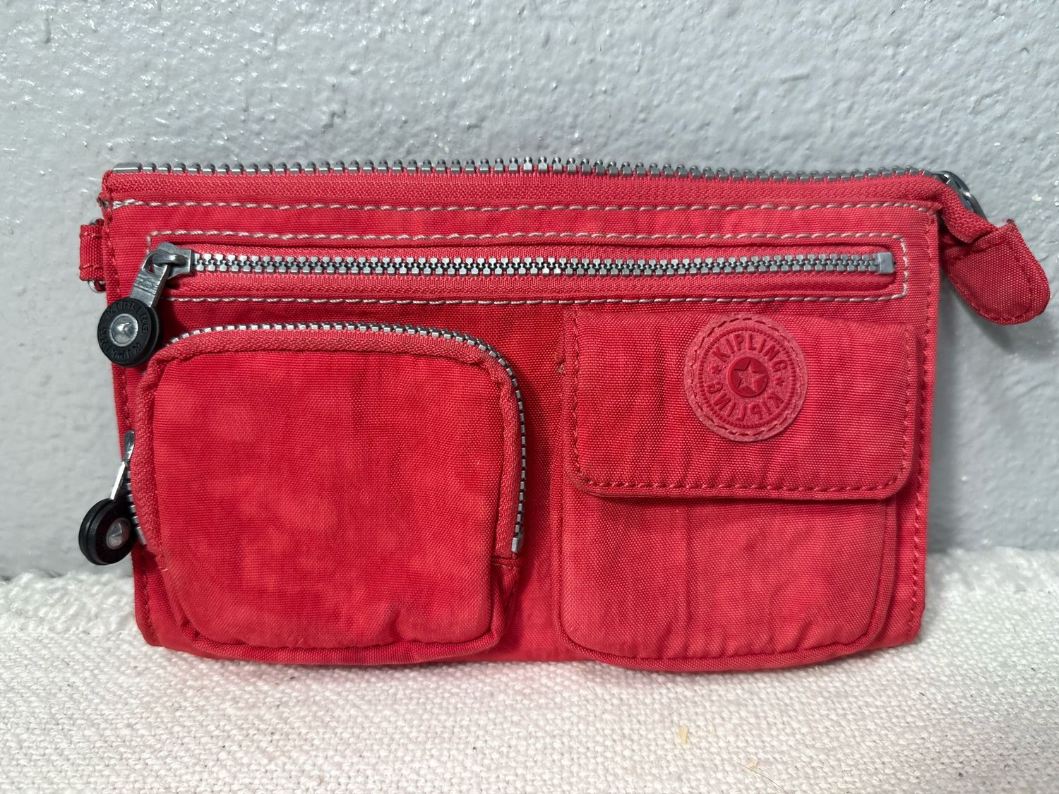 Kipling Red Nylon Clutch Wallet, Catch All