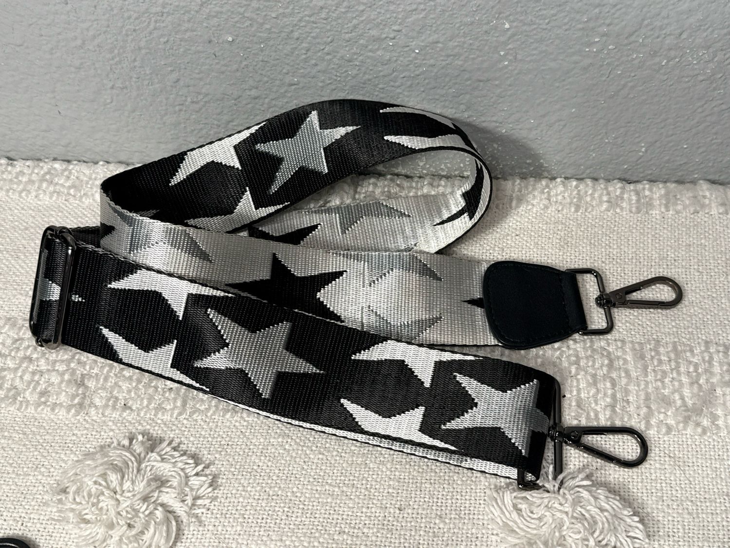 Black And Silver Star Guitar Crossbody Strap NWOT