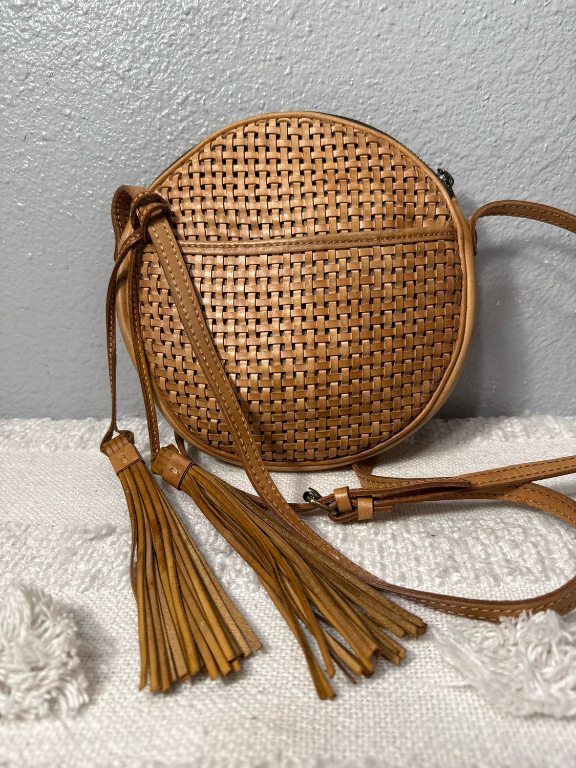 Patricia Nash Woven Leather Canteen Style Crossbody New Without Tags!