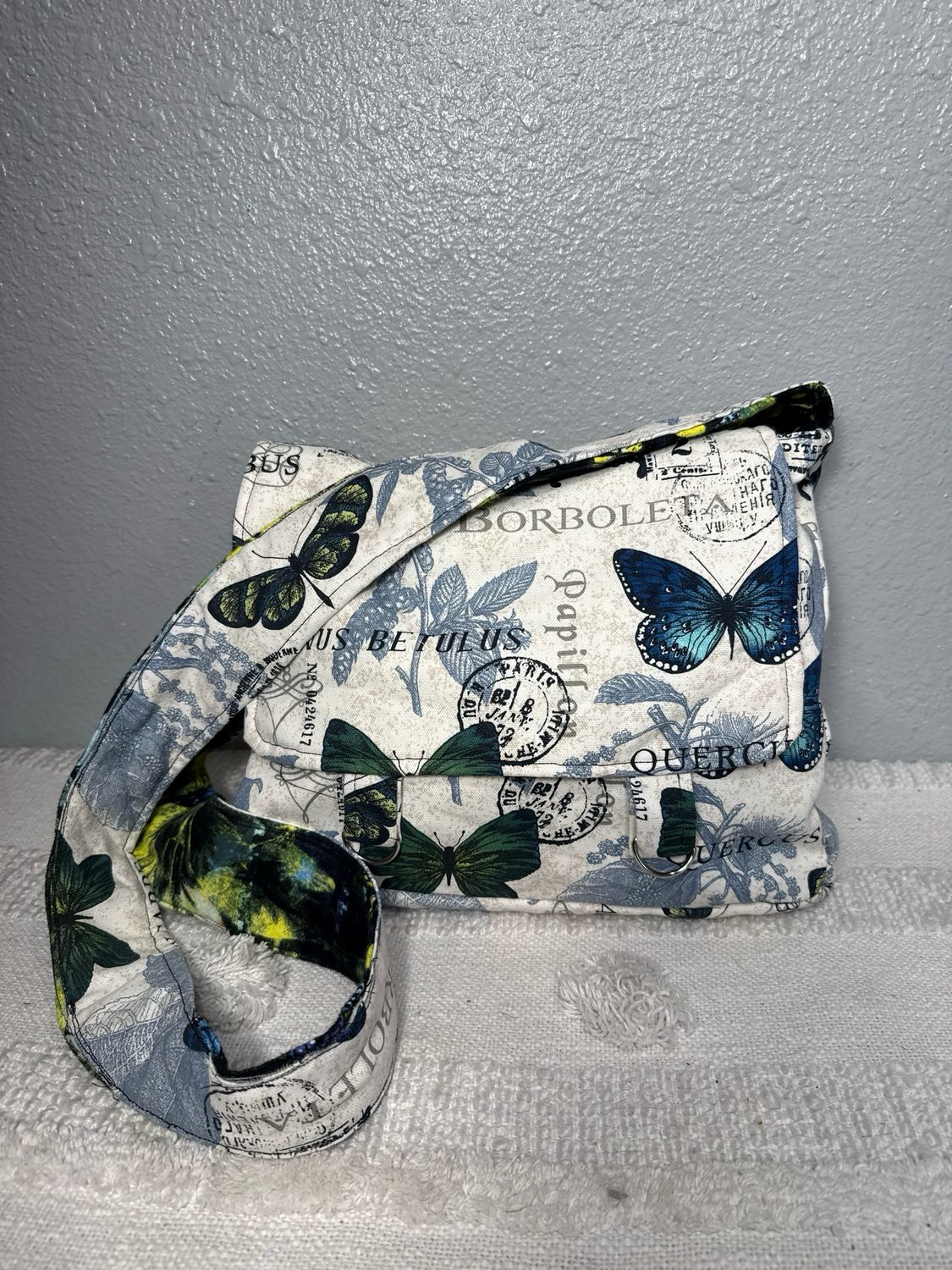 Unbranded Handmade Two In One Reversible Butterfly, Cotton, Crossbody Messenger Bag NWOT!