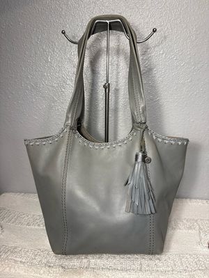 Tha Sak Gray-Blue Leather Shoulder Bag