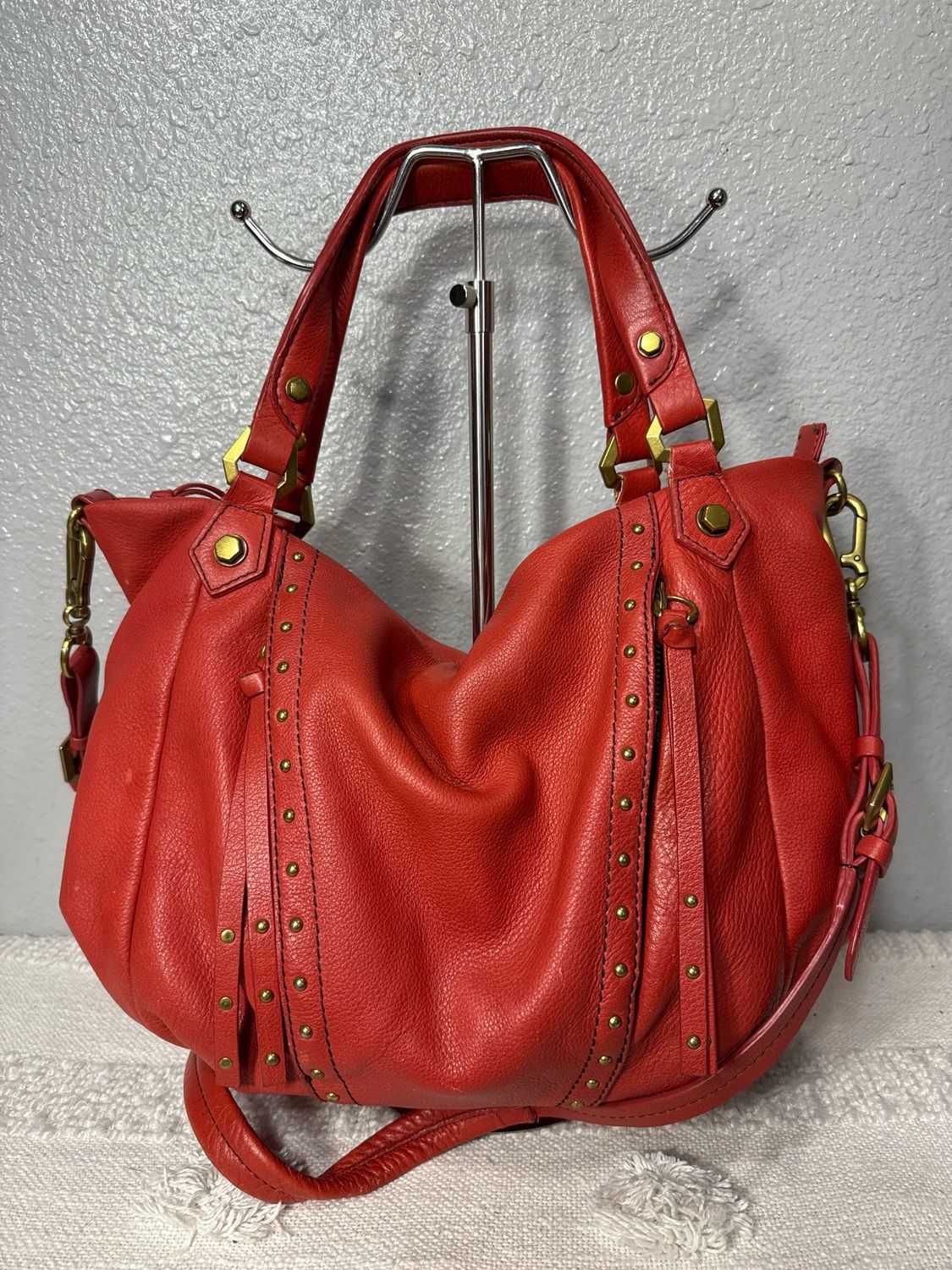 Organic Reddish Leather Satchel