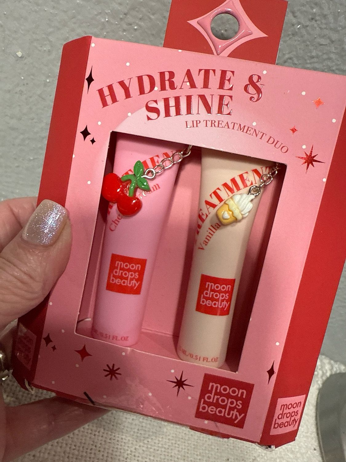 Moon drops, beauty, cherry and vanilla  Charms lip, balm new tags
