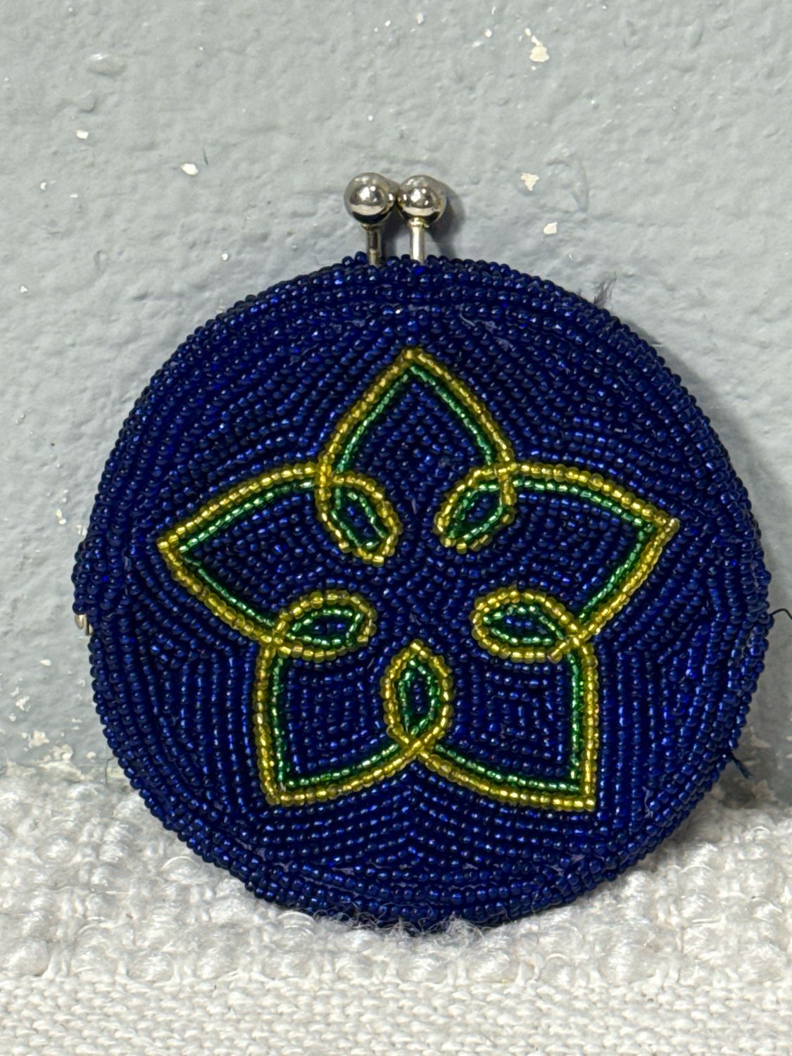 Vintage Blue Beaded Kisslock Coin Purse