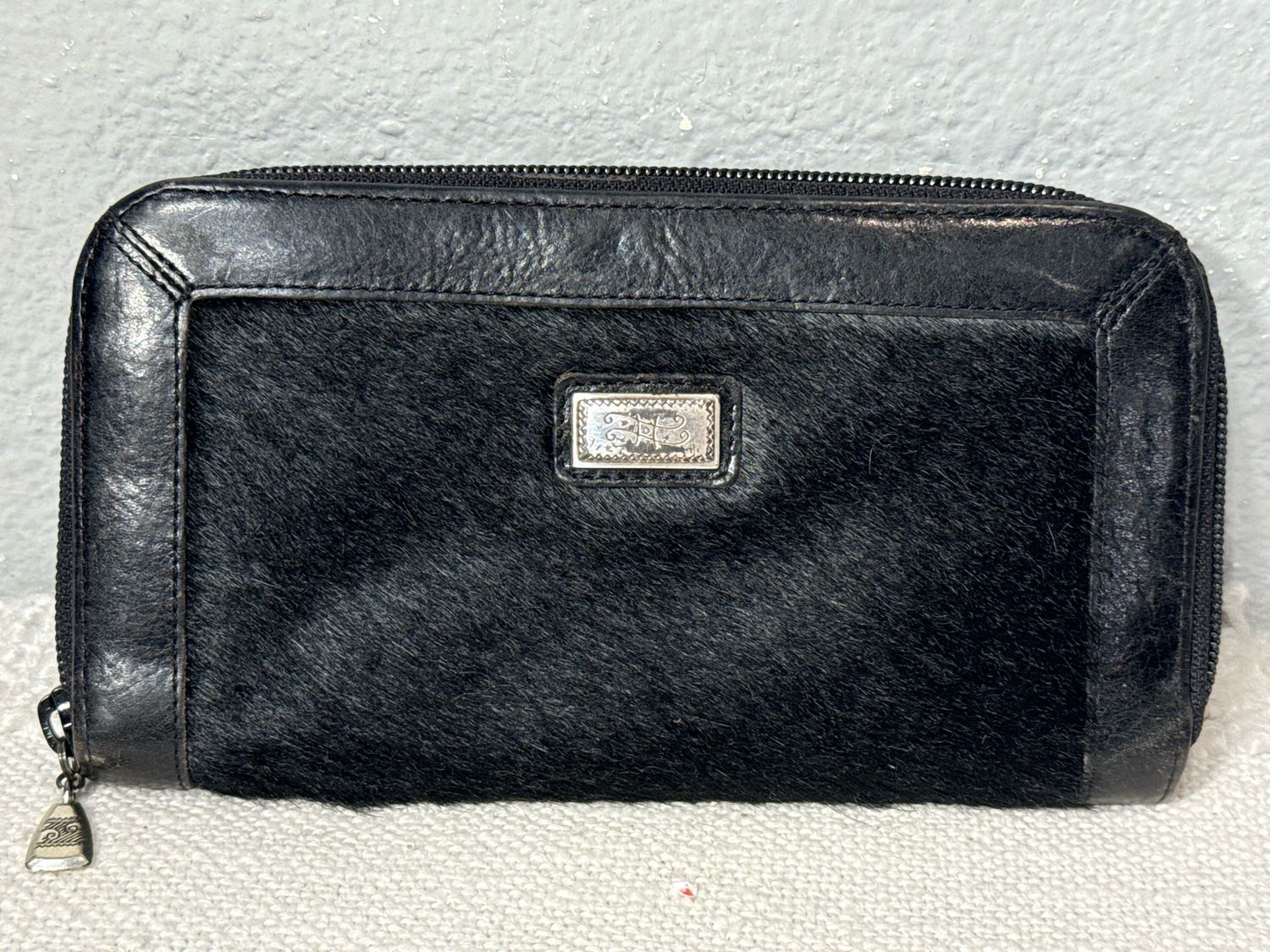 Brighton Black Hair On Hide And Smooth Leather Trim Wallet