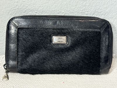 Brighton Black Hair On Hide And Smooth Leather Trim Wallet