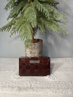 Brighton Brown Woven, Leather, Framed, Slim Wallet