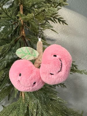 Unbranded, Pink, Plush Cherries Keychain