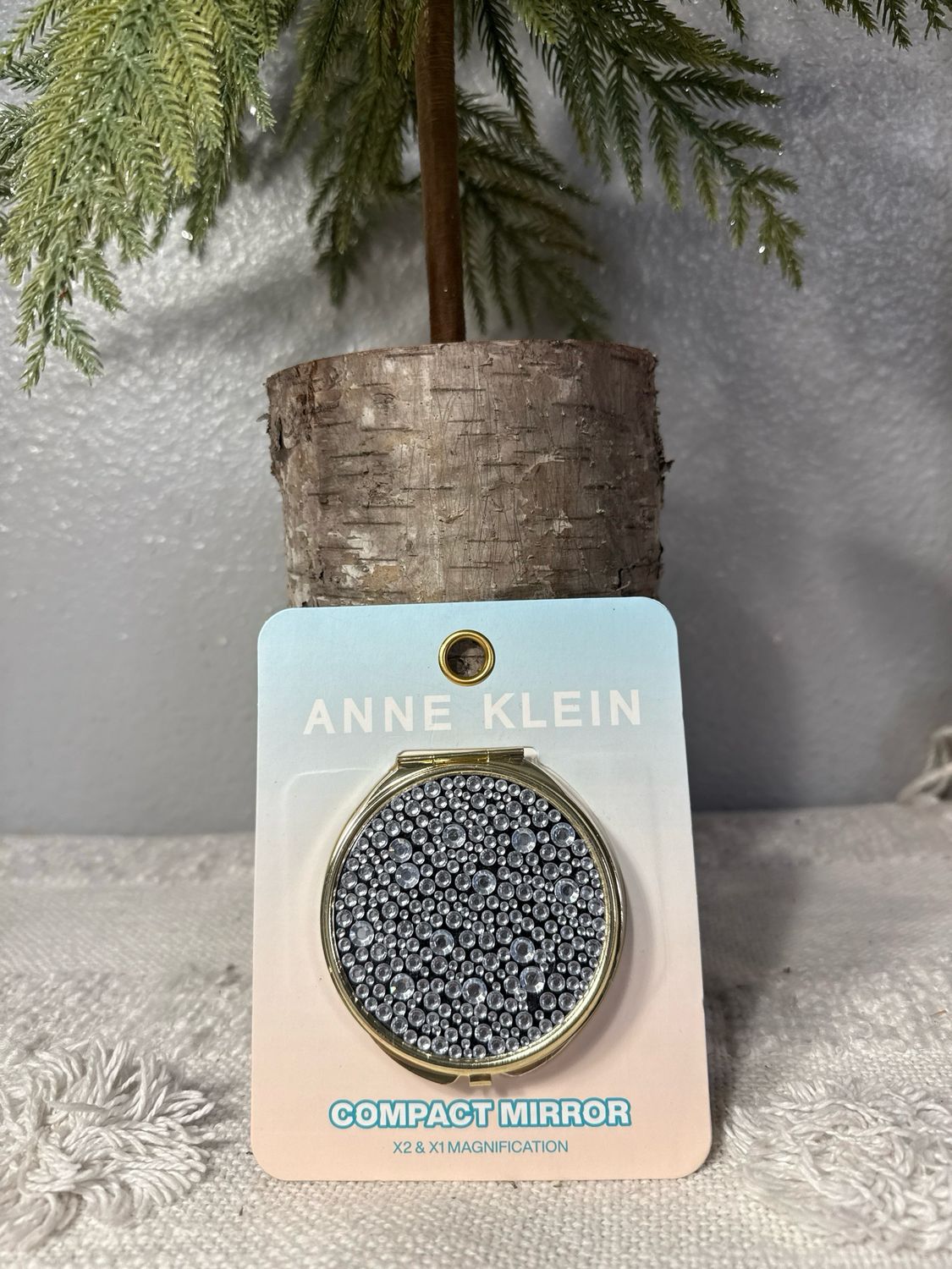 Anne Klein Rhinestone Crystals, Double Sided Compact Mirror Times Two Magnification Times One Magnification
