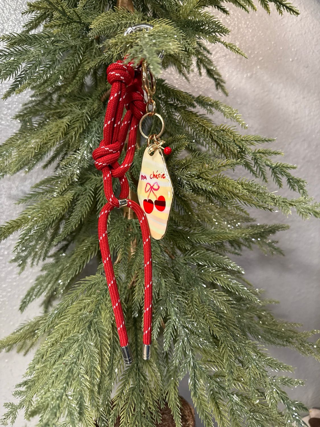 Red Paracord Bag, Charm Keychain ❤️Enamel Cherries Keychain Sold Separately❤️