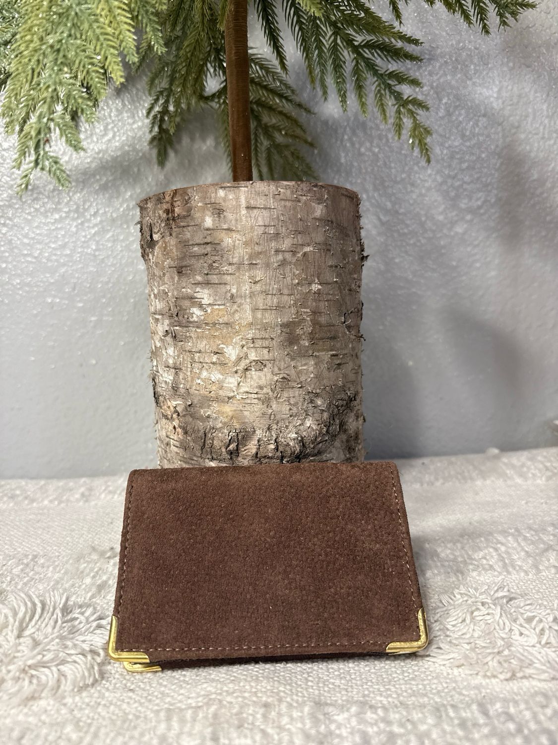 Unbranded Vintage Brown Suede, Leather Card Wallet NWOT!