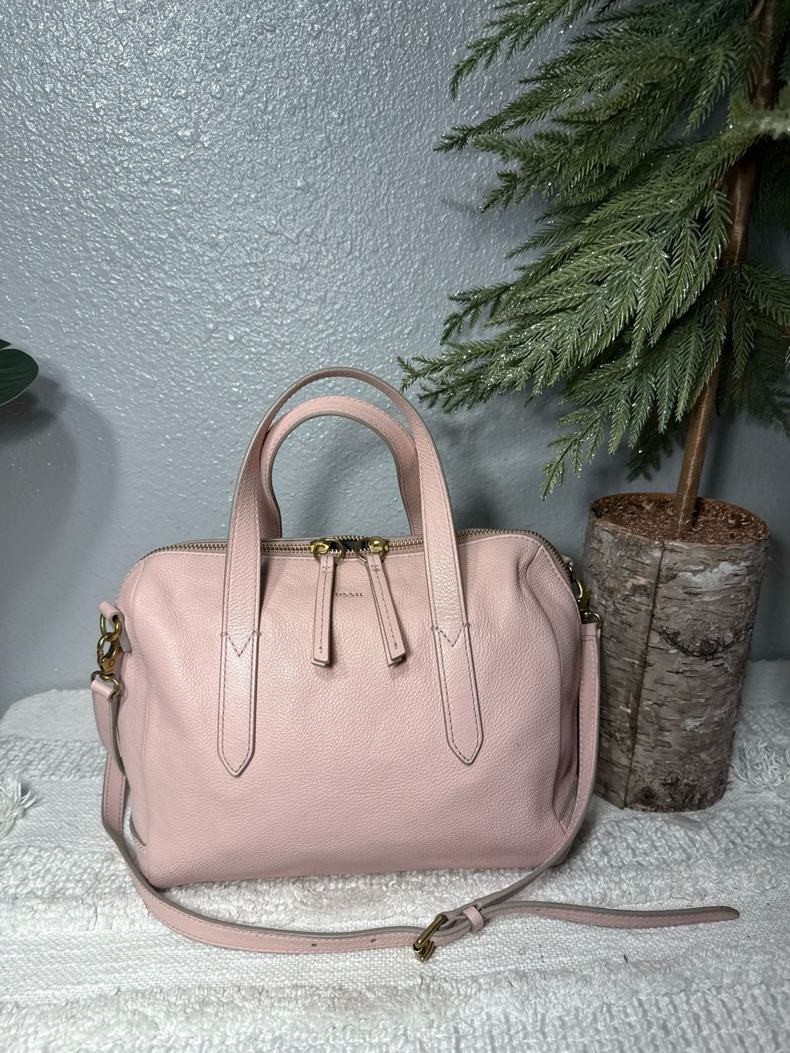 Fossil Vintage Sydney Satchel In Ballerina, Pink Pebble Leather RARE FIND!