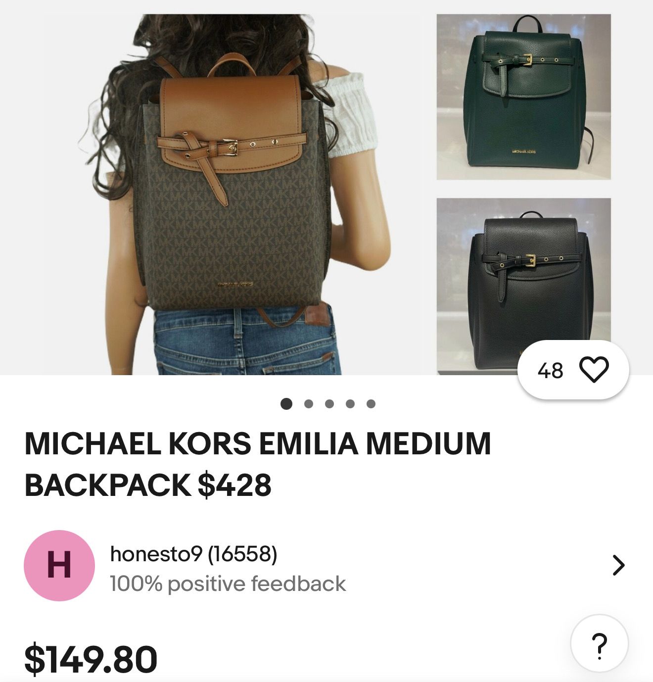 Michael Kors Emilia Broen Mini Signature Backpack Purse Retail $428!