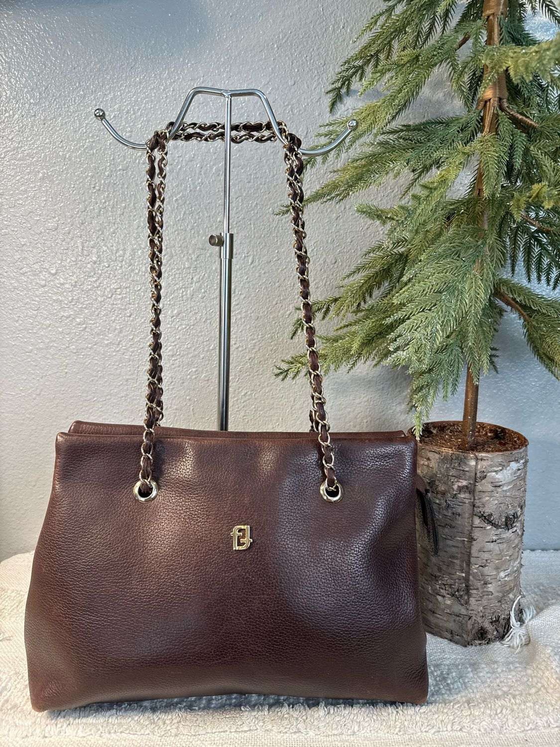 Unbranded, Fendi Inspired Vintage Brown, Rustic, Leather Shoulder Bag Or Crossbody Bag