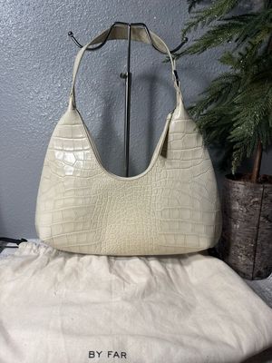 By Far AMBER Ivory Croc Embossed Shoulder Bag (My Personal Collection) TETAIL $650