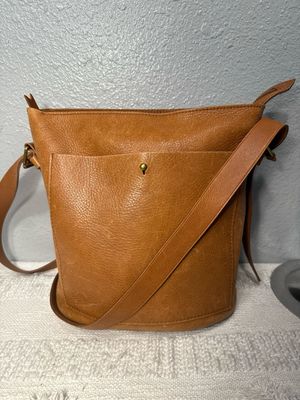 Madewell Brown Leather Crossbody Bucket Bag