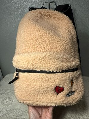 Vans Pink Faux Sherpa Medium Backpack Purse