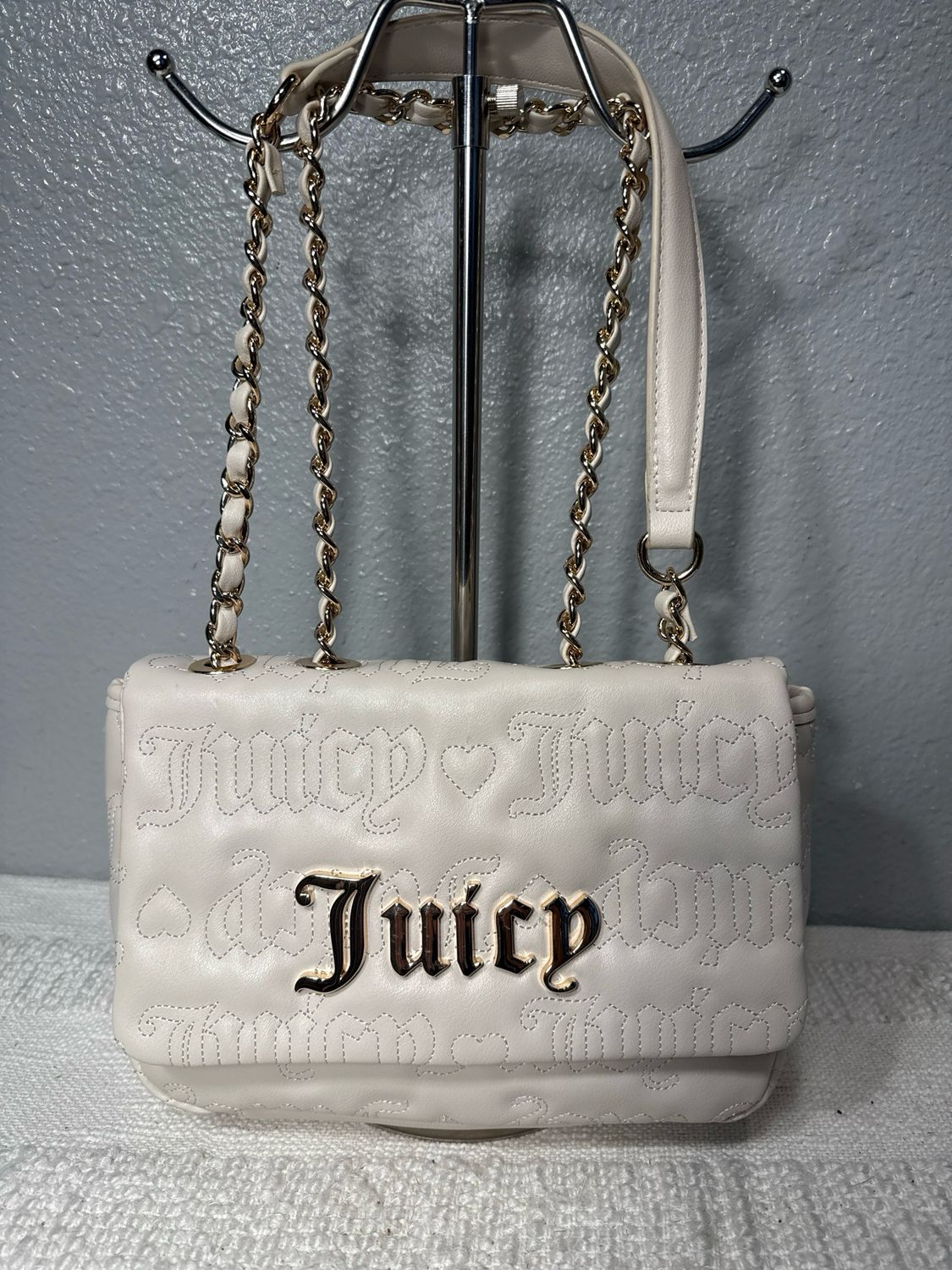Juicy Couture, chalk quilted leather shoulder or Crossbody bag NWOT!