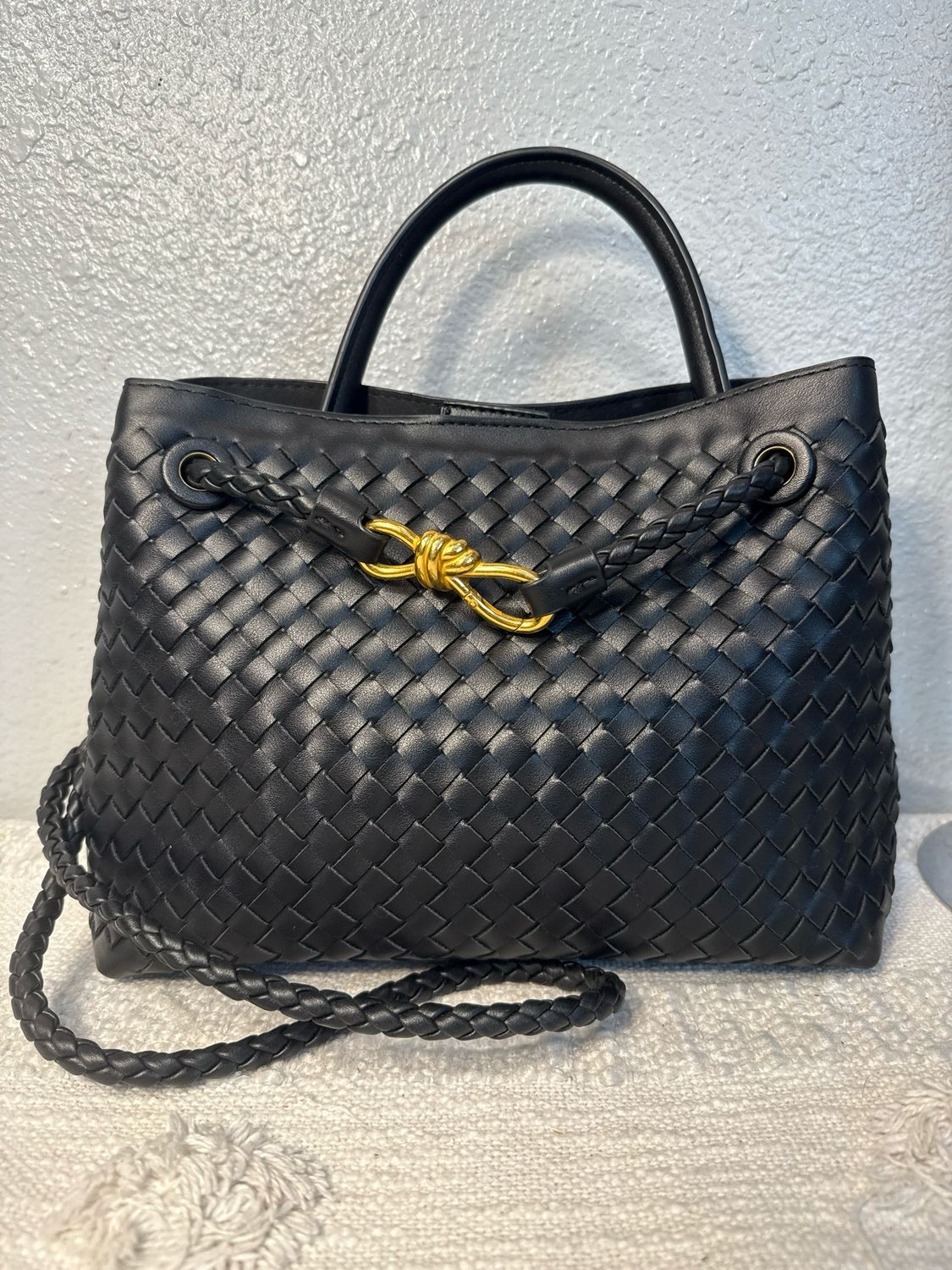 Unbranded Botega Venetta Andiamo Inspired Vegan Black Woven Leather NWOT!