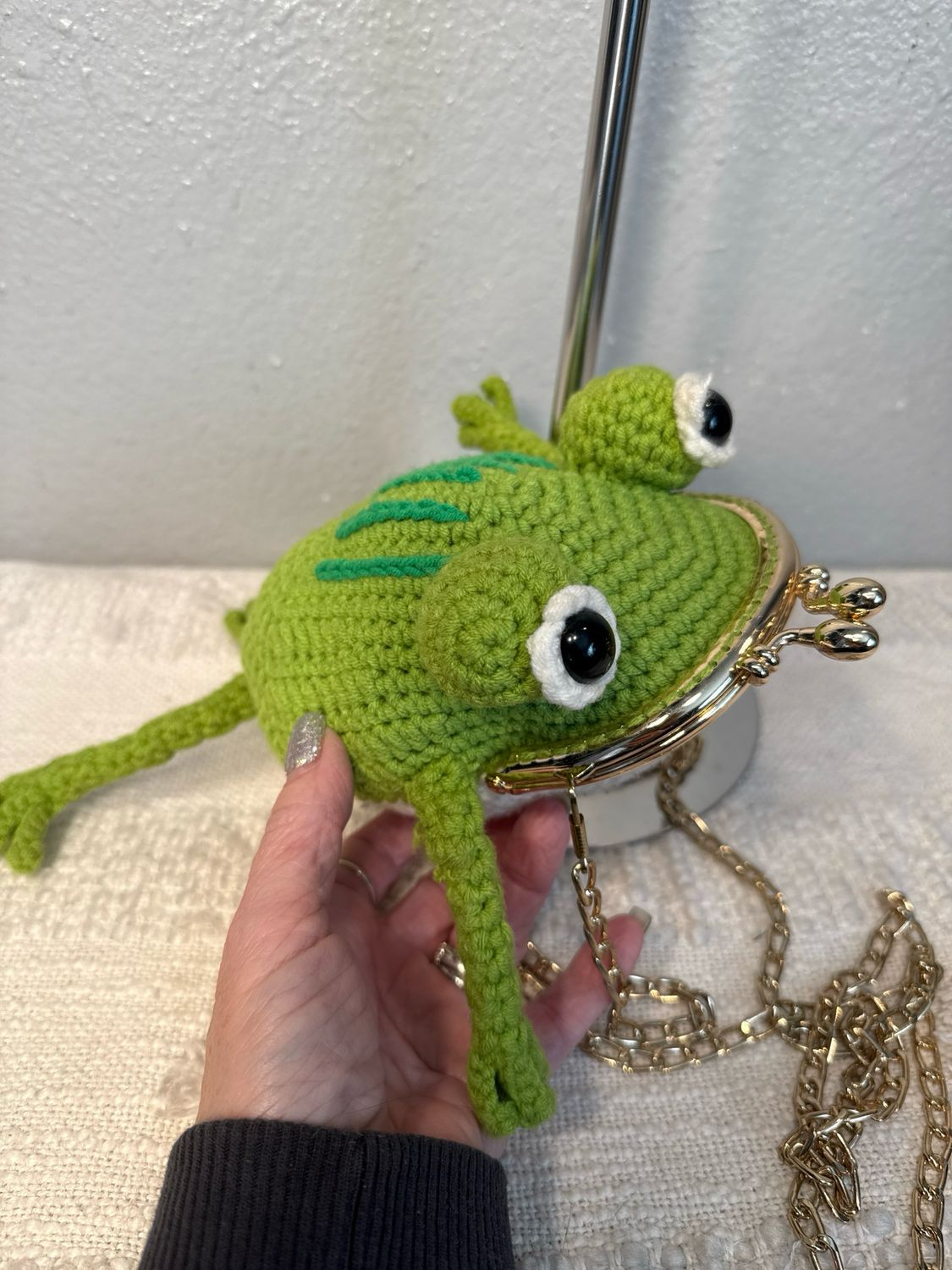 Novelty, Crochet, Frog Kiss, Lock, Crossbody Or Catchy