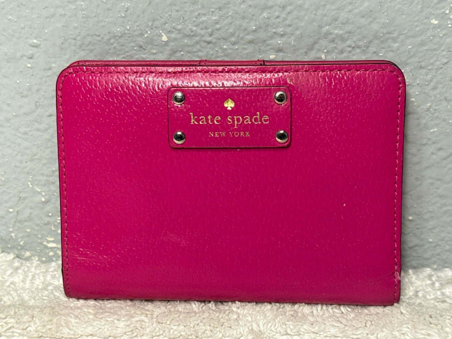 Kate Spade, Vintage, Hot Pink, Leather, Compact Wallet