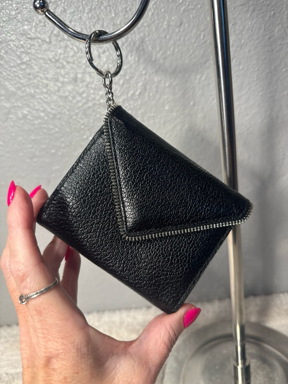 Rebecca Minkoff, Black Leather Key Coin Card Wallet New Without Tags!