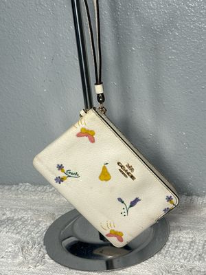 Coach, Chalk With Butter, Butterflies And Flowers Wristlet Wallet