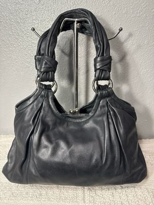 Coach Black Leather Parker Kiss Lock Shoulder Bag RARE FIND!