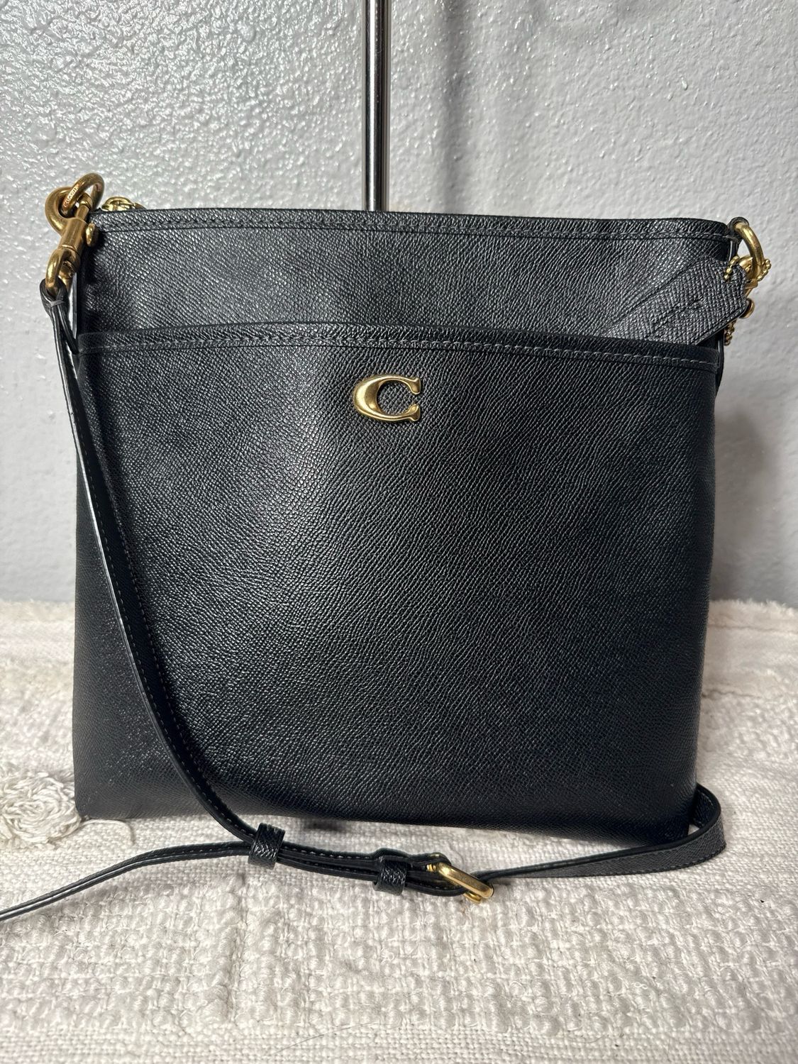 Coach Kitt Black Saviano Leather Crossbody New Without Tags!