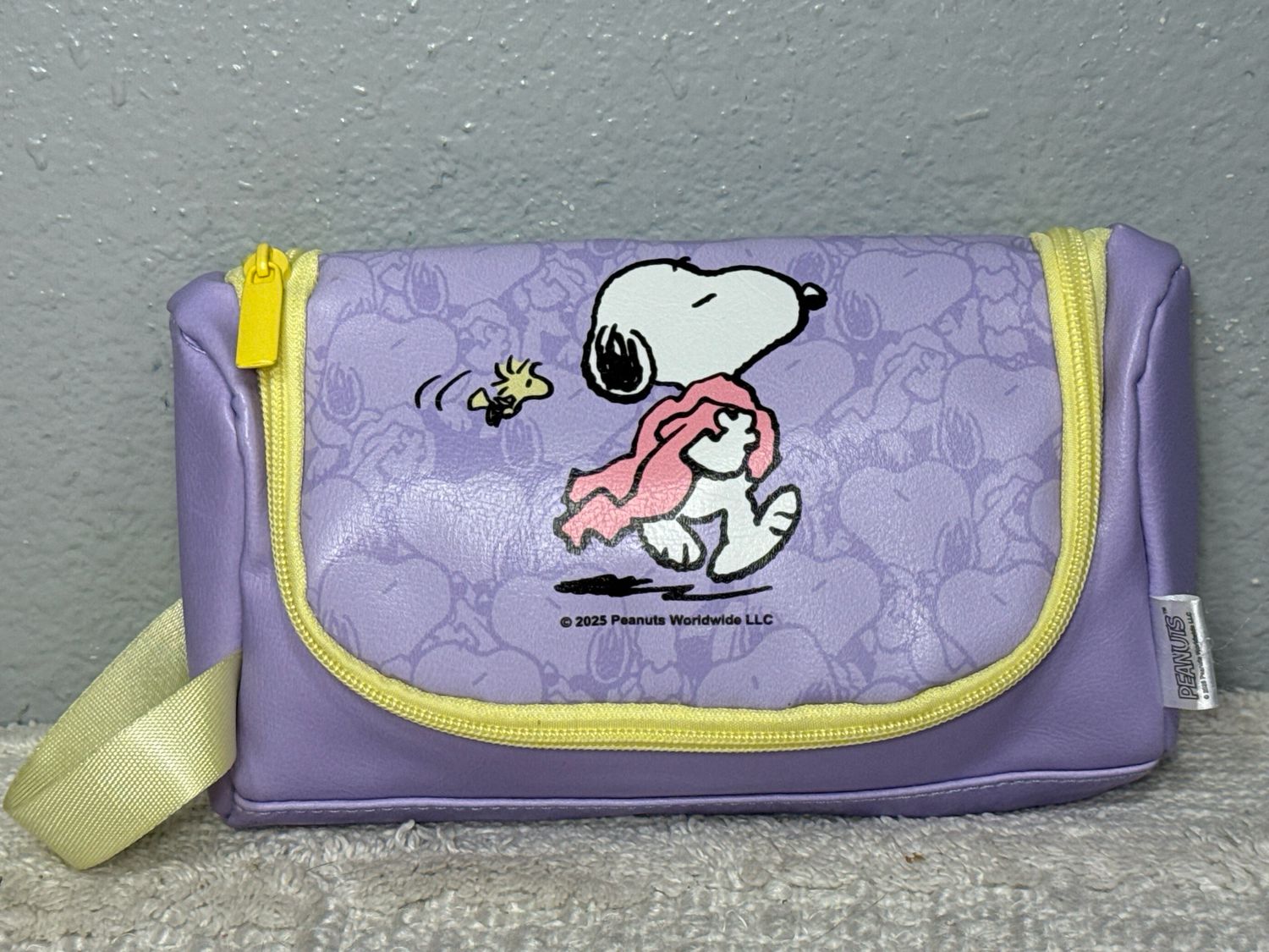Peanuts Lavender Vegan Leather Snoopy Cosmetic Bag