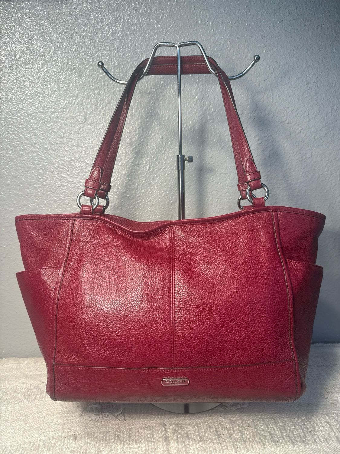 COACH Burgundy Leather East West Tote