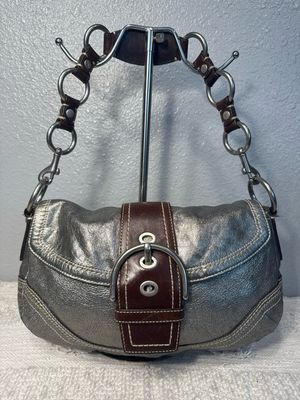 Coach, Extremely Rare Gunmetal Metallic Soho Vintage Flap Bag