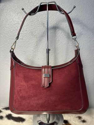 Liz Claiborne Burgundy PU Suede And Leather Gucci Jackie Inspired Shoulder Bag NWOT