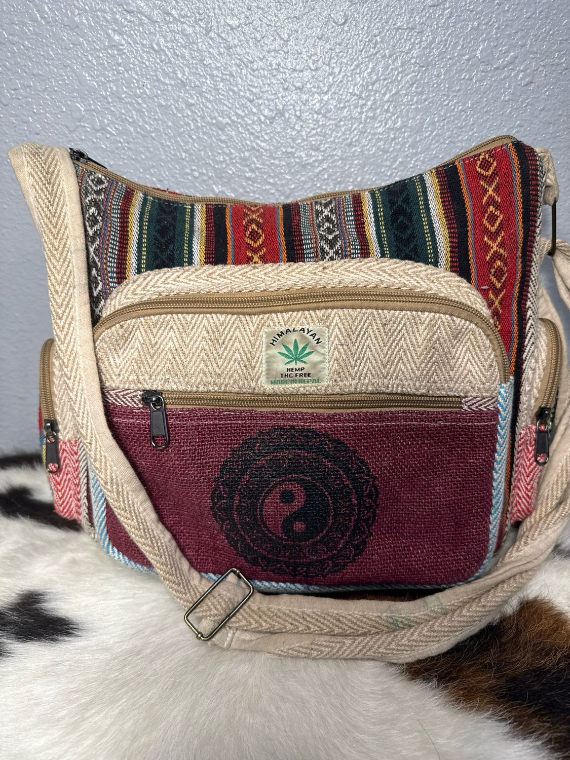 Artisan Crafted Made In Nepal Boho Himalayan Crossbody Multi Pocket Bag