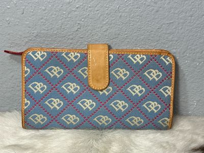 Dooney, &amp; Bourke Denim Jacard Vachetta Leather Trim Wallet