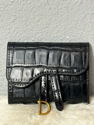 Unbranded, Dior Inspired, Black Crock, Embossed, Leather, Compact Wallet
