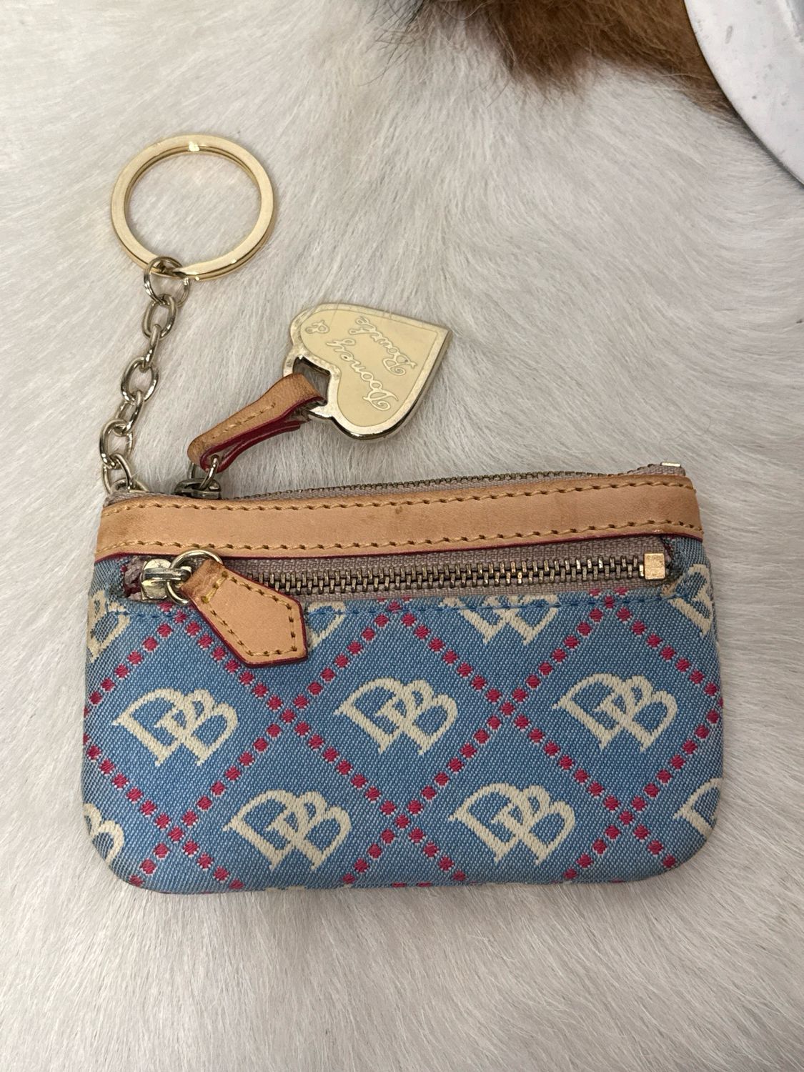 Dooney, &amp; Bourke Denim Blue Key Coin Card Wallet