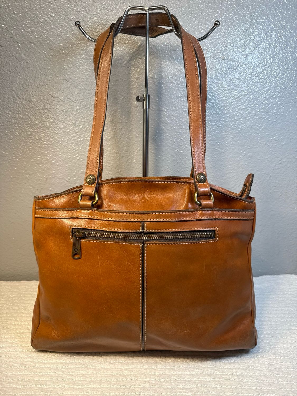 Patricia Nash Brown Smooth Leather Multi Pocket Tote Bag