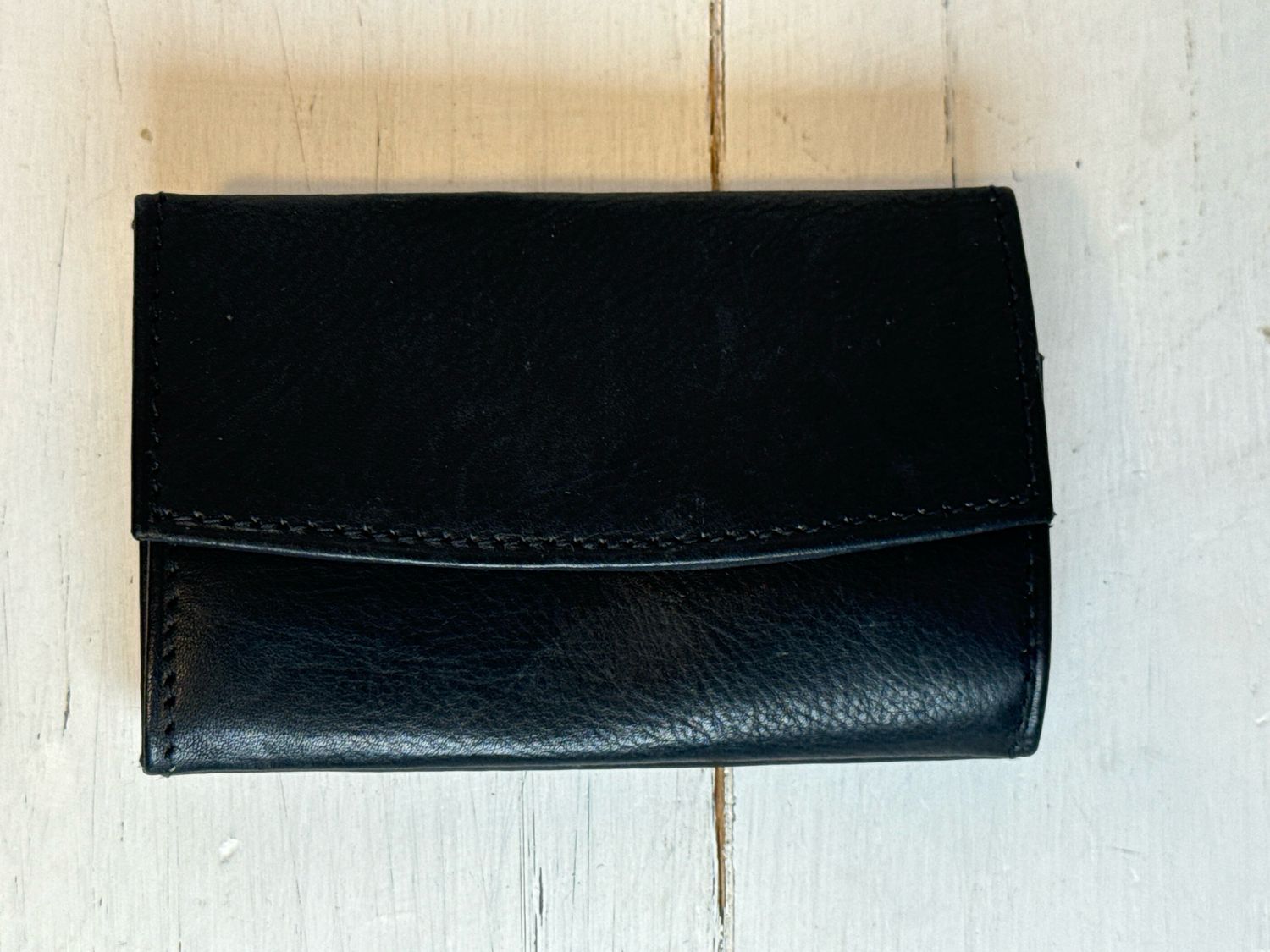 Unbranded Vintage Black Leather With GoldDouble Sided 10 Key Card Wallet