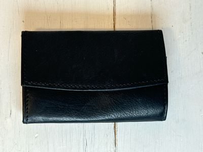 Unbranded Vintage Black Leather With GoldDouble Sided 10 Key Card Wallet