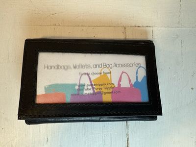 Unbranded, Vintage Genuine, Black, with silver Leather Key Card Wallet NWOT