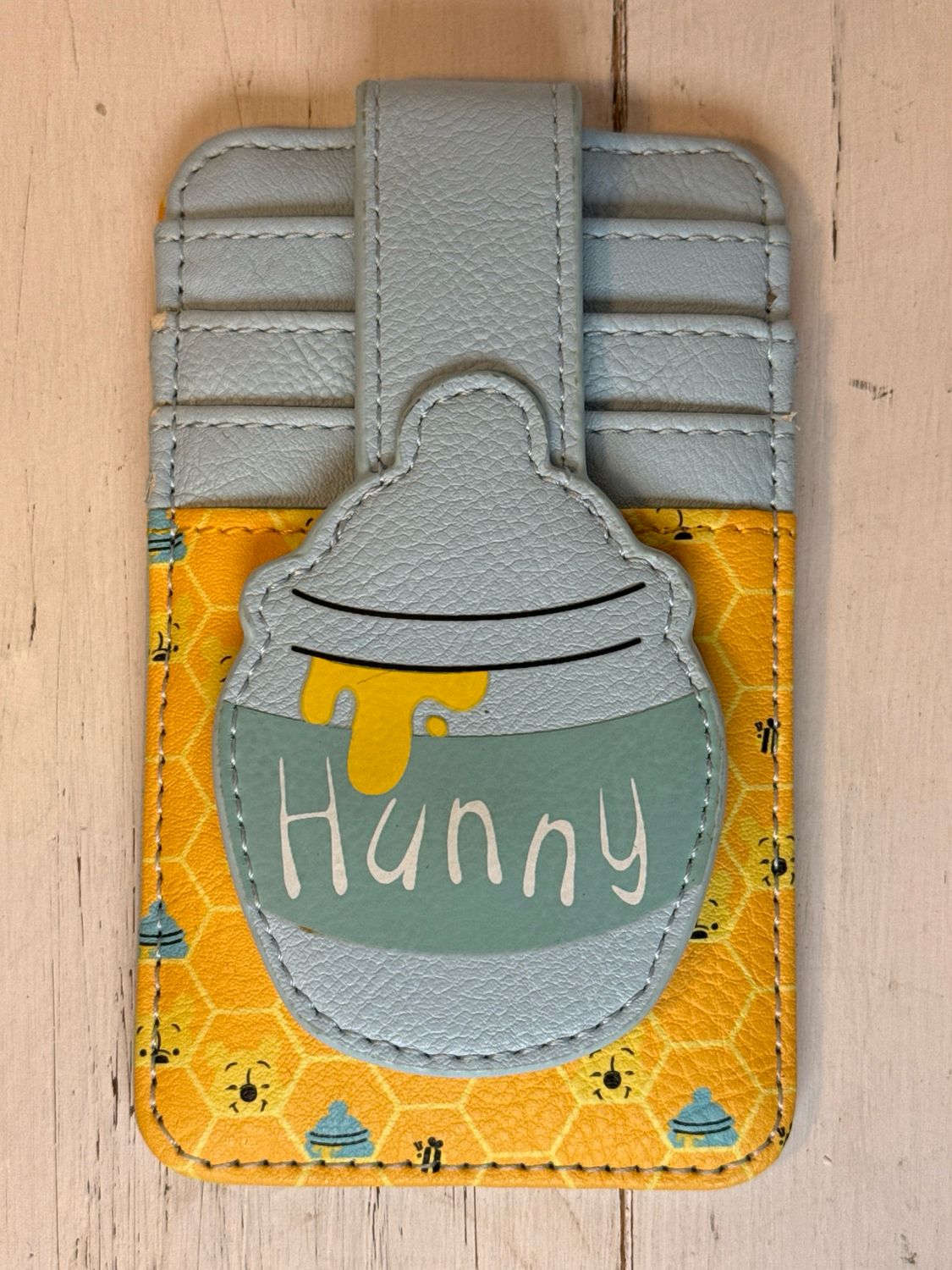 Winnie The Pooh, Honeypot, Yellow And Baby Blue Vegan Leather Card Wallet NWOT!