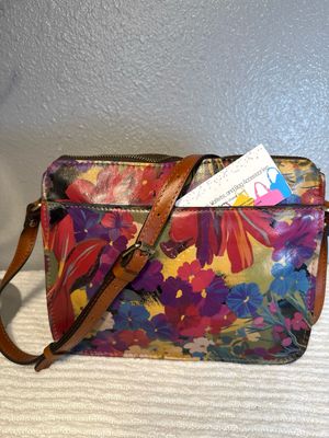 Patricia Nash Floral Leather Multi Pocket Crossbody Bag NWOT!