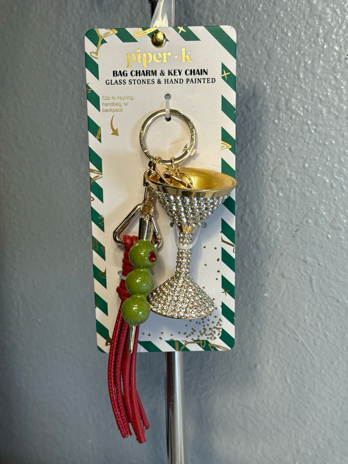 Piper K Large Rhinestone Martini Bag Charm In NWT