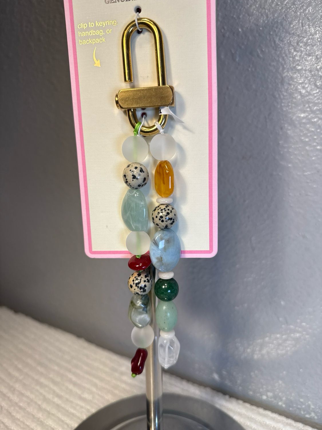 House Of Harlow, Brass And Glass, Genuine Stone Bag, Charm NWT