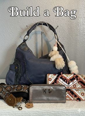 BUILD A BAG Wilson’s Leather Blue, Distressed, Leather, Large Hobo Bag Bundle